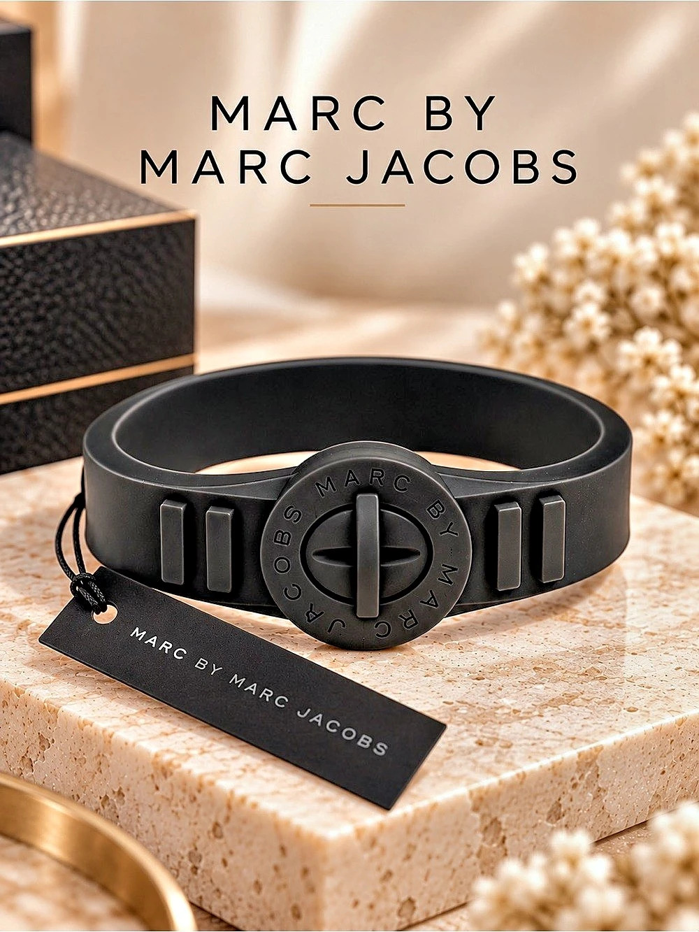 Marc by Marc Jacobs Black Rubber Turnlock Bracelet